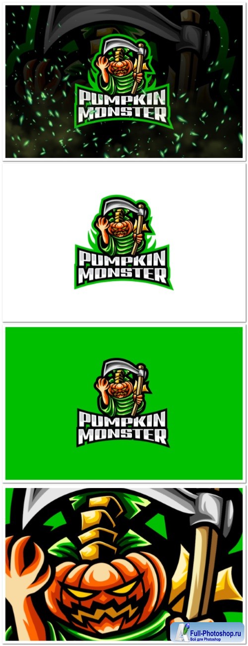 Pumpkin Monster E-Sport and Sport Logo Template