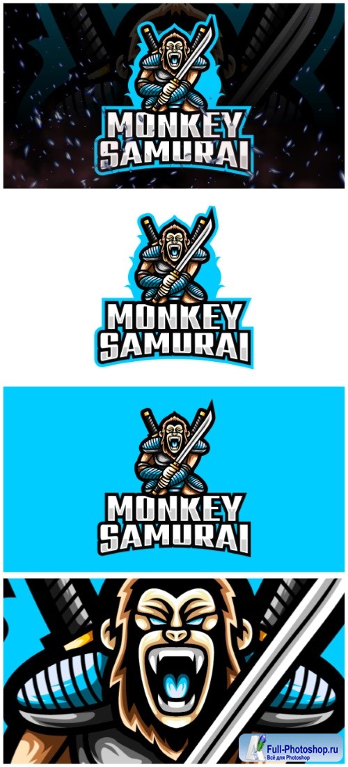 Monkey Samurai E-Sport and Sport Logo Template