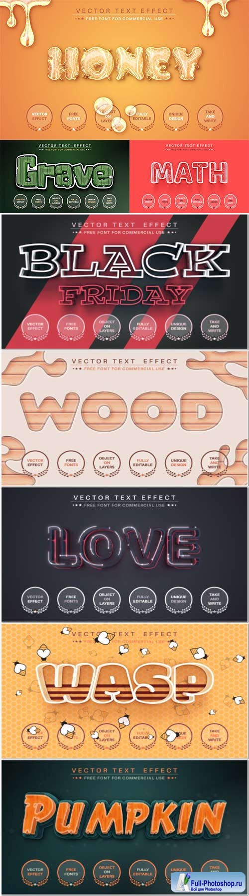 Set 3d editable text style effect vector vol 86