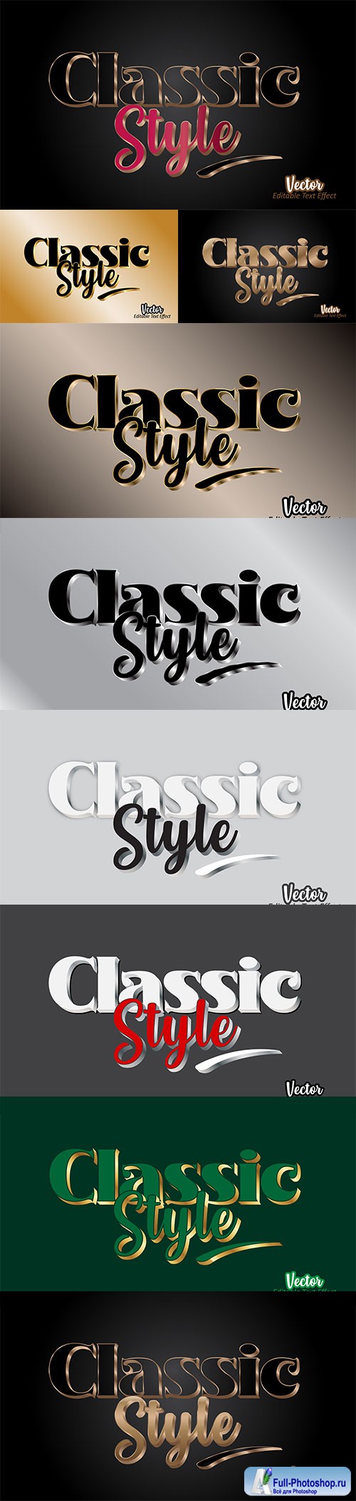 Editable classic style 3d text effect template premium vector