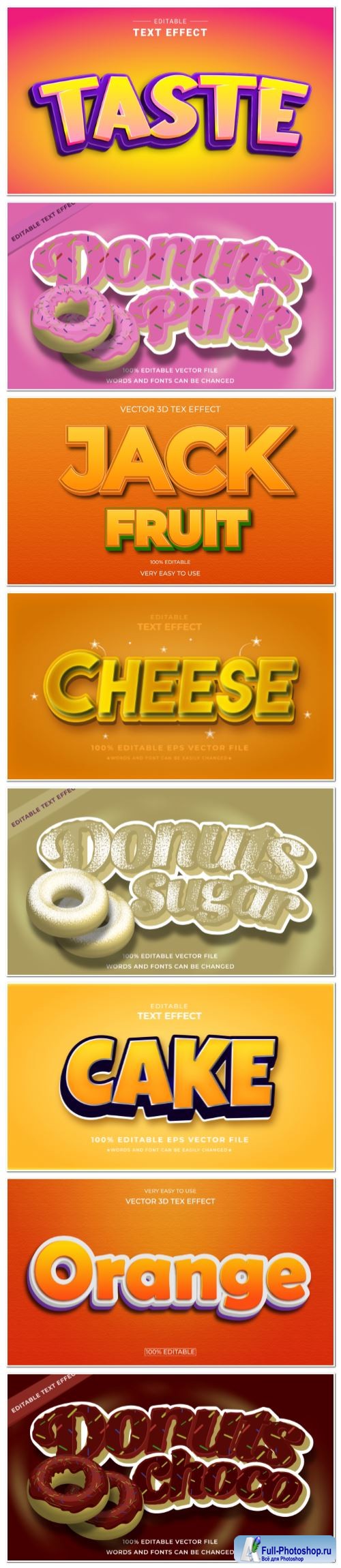 Set 3d editable text style effect vector vol 126