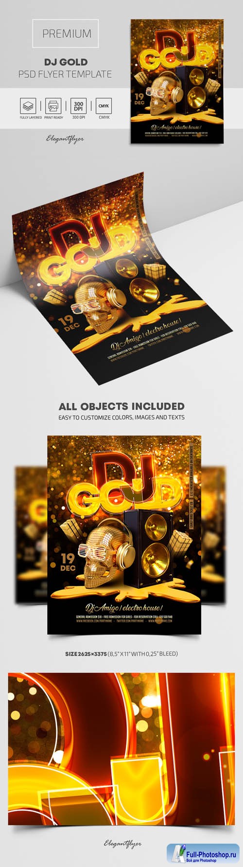 Dj Gold Premium PSD Flyer Template