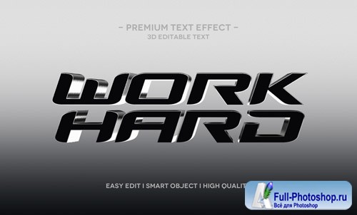 Work hard 3d text effect template Premium Psd