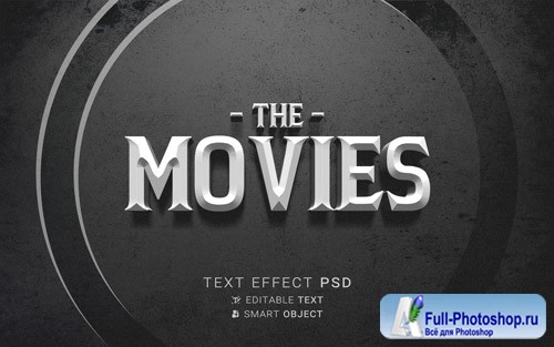 Text effect the end old movie psd design