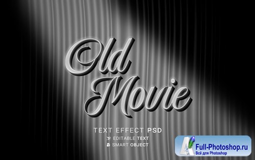 Psd text effect the end old movie design