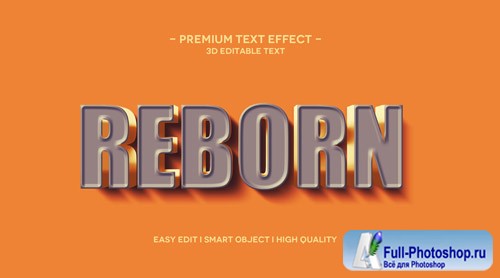 Reborn 3d text effect template Premium Psd