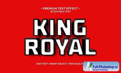 King royal 3d text effect template Premium Psd