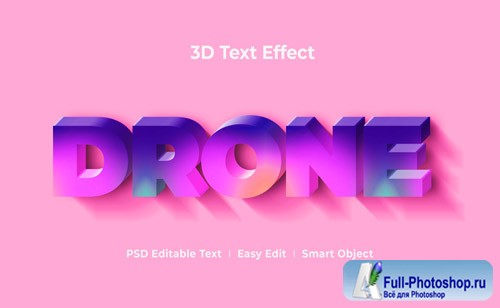 Drone 3d text effect mockup template Premium Psd