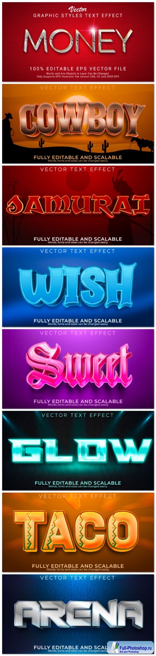 Set 3d editable text style effect vector vol 106