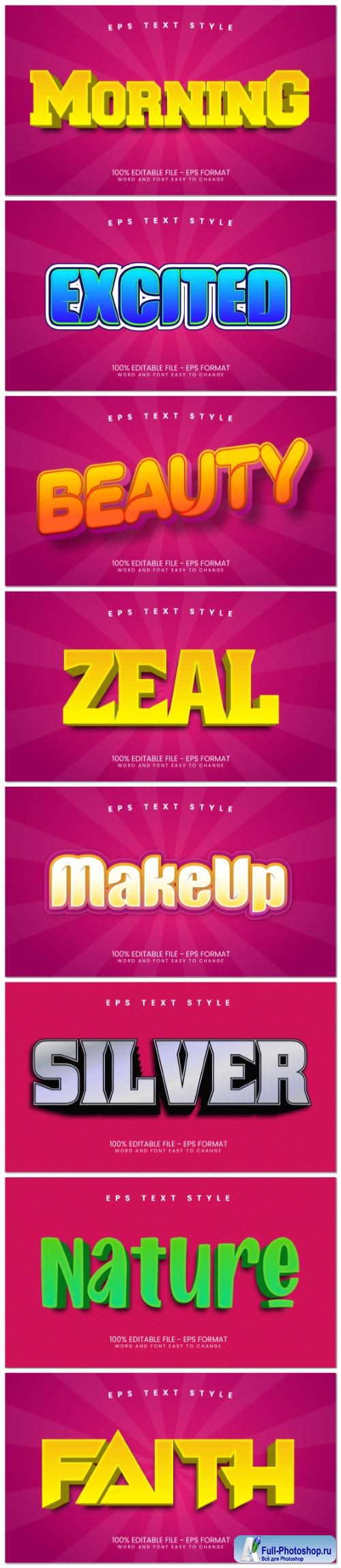 Set 3d editable text style effect vector vol 102