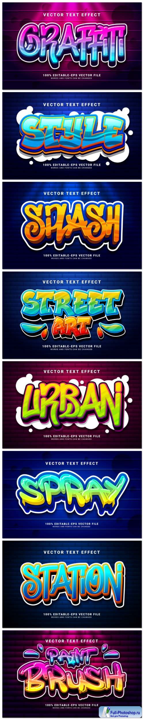 Set 3d editable text style effect vector vol 95