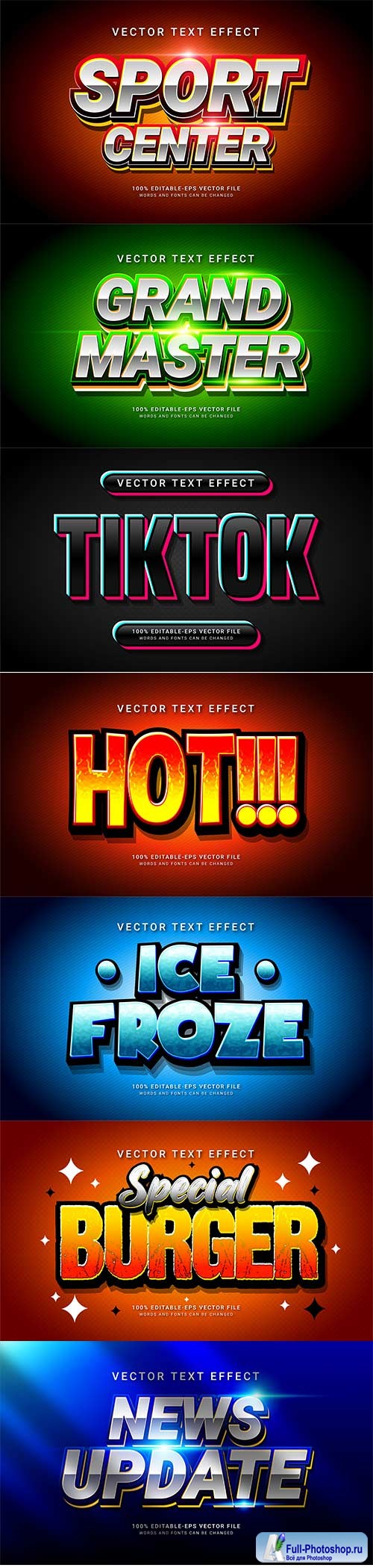 Set 3d editable text style effect vector vol 168