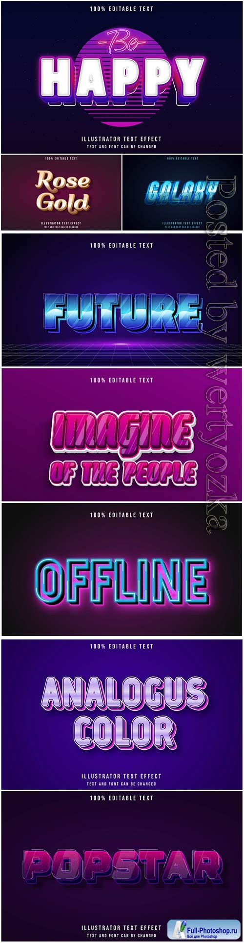 Vector text effect in style 3d