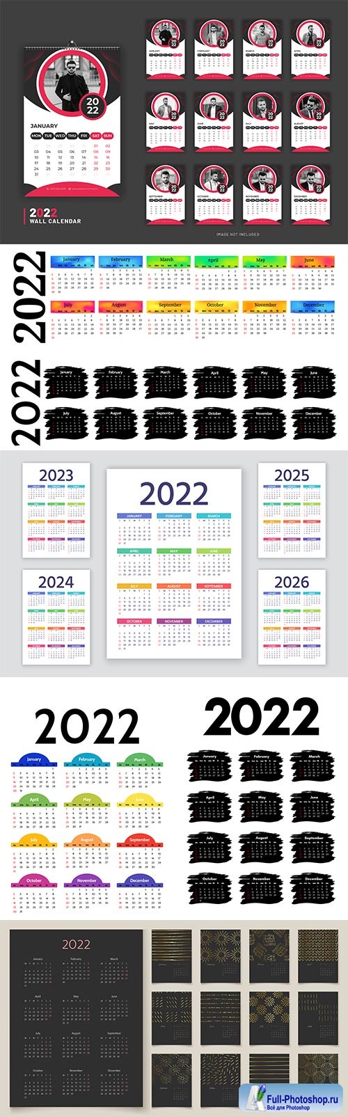 Calendar 2022 design template premium vector