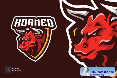 Bull Shield Badge Mascot Esport Logo