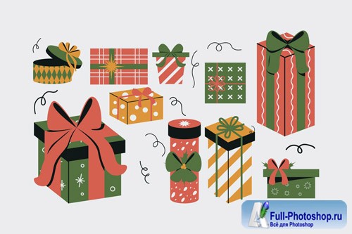 Christmas Gift Box Illustration Set