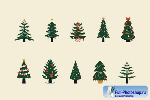 Christmas Tree Decoration Illustration Set
