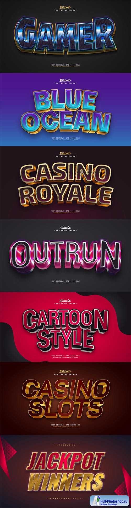 Set 3d editable text style effect vector vol 192