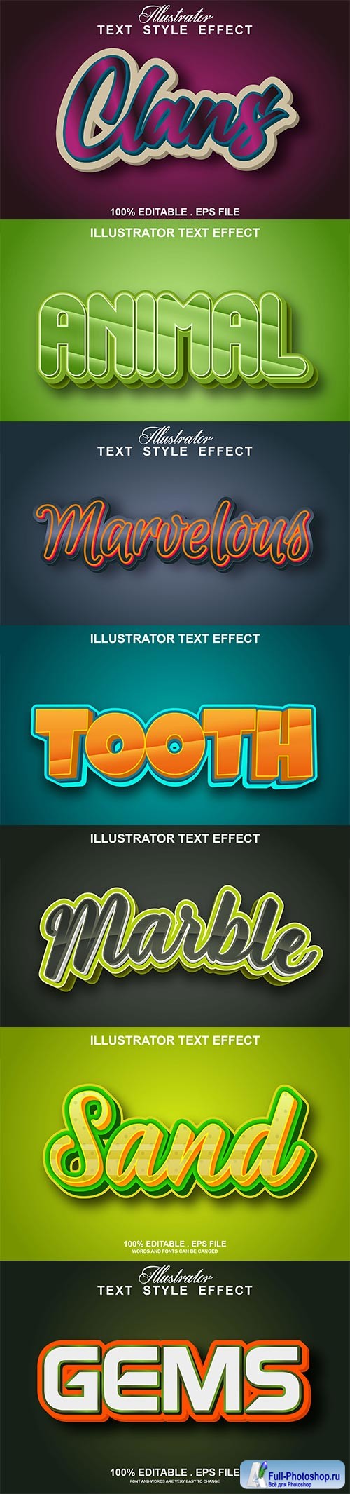 Set 3d editable text style effect vector vol 189