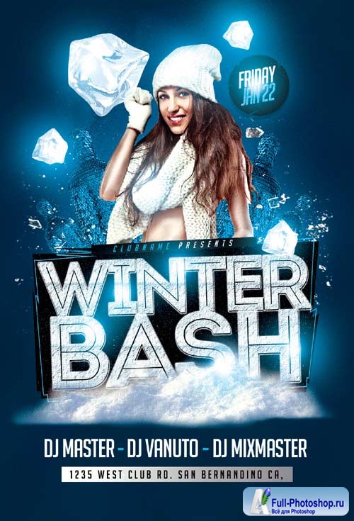 Winter Bash psd flyer template